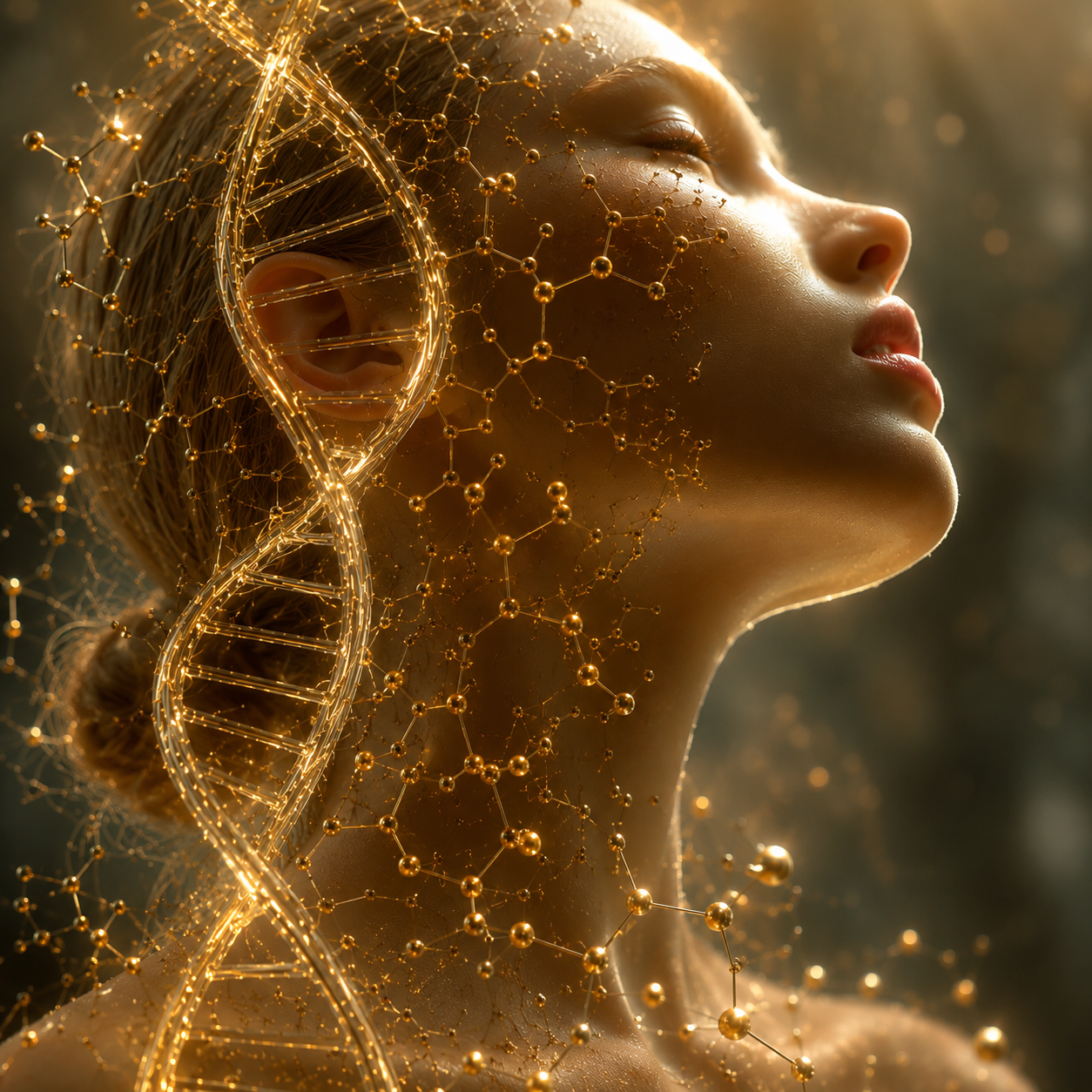 Woman with DNA strand